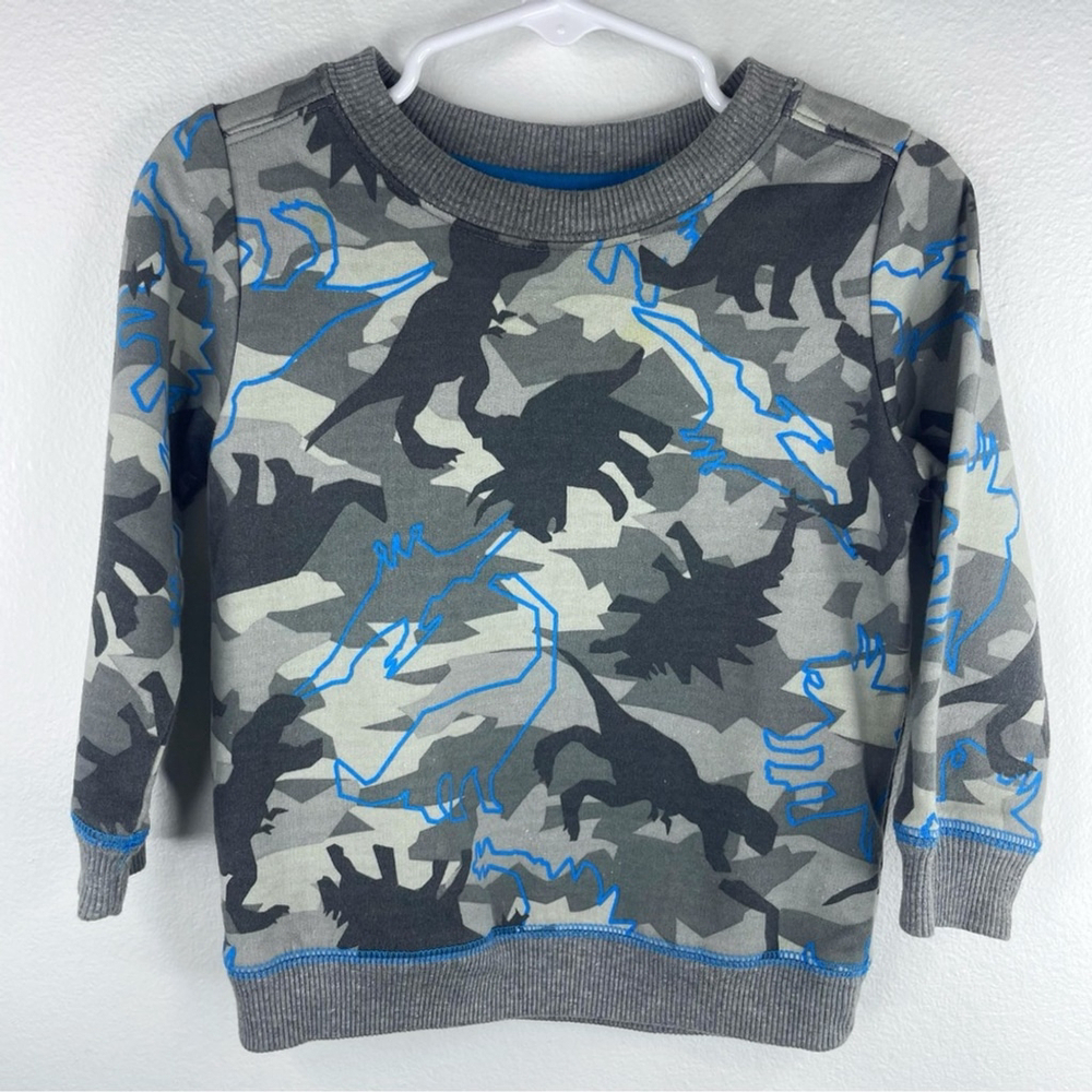KIDGETS Boys Kids Toddler Grey Camo with Blue Accents Crew Sweatshirt Size 18M
